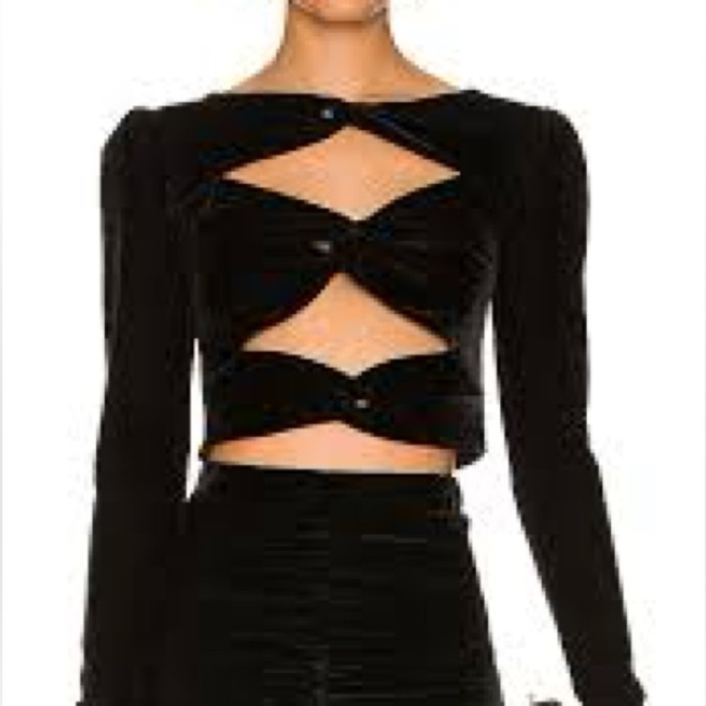MAJORELLE Sabrina top in black velvet, size XXS, NWT
